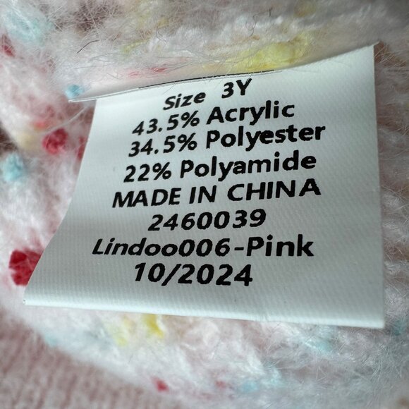 Toddler Girls 3T Pink Speckled Knit Sweater 3D Textured Heart Cozy Warm Soft - Picture 5 of 6